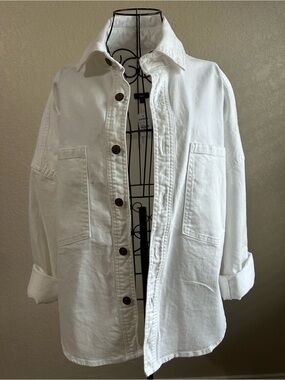 Express oversized white denim shacket